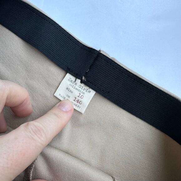 Zara Girls Beige Pull On Straight Leg Pants - Size 10 - Picture 3 of 4